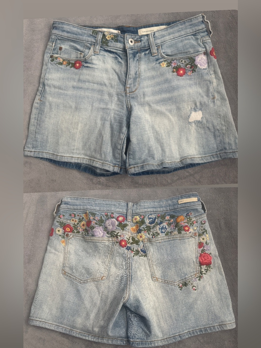 Pilcro and the Letterpress Anthropologie Slim Boyfriend Embroidered Shorts 26